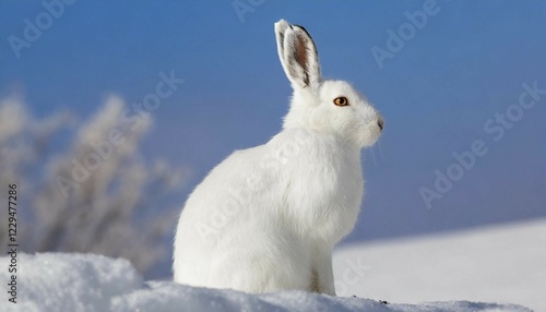 AI generated, A snow hare in winter, (lepus timidus)
