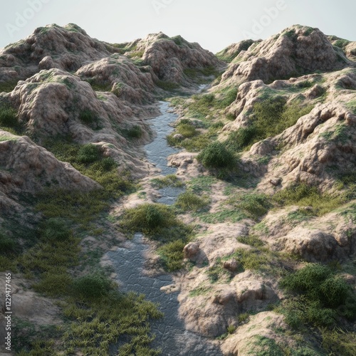 White and line 3D Map of City, travel and tourism planning concept. 3D illustration.
