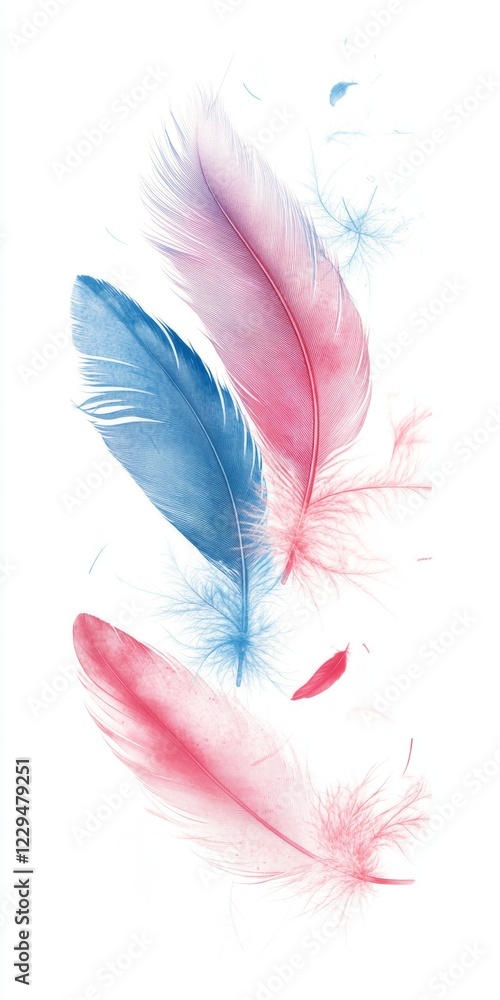 A Captivating Fusion of Blue and Pink Feathers, A Whimsical Exploration of Color and Texture in Nature's Bounty A Captivating Fusion of Blue and Pink Feathers, A Whimsical Exploration of Color and Texture in Nature's Bounty