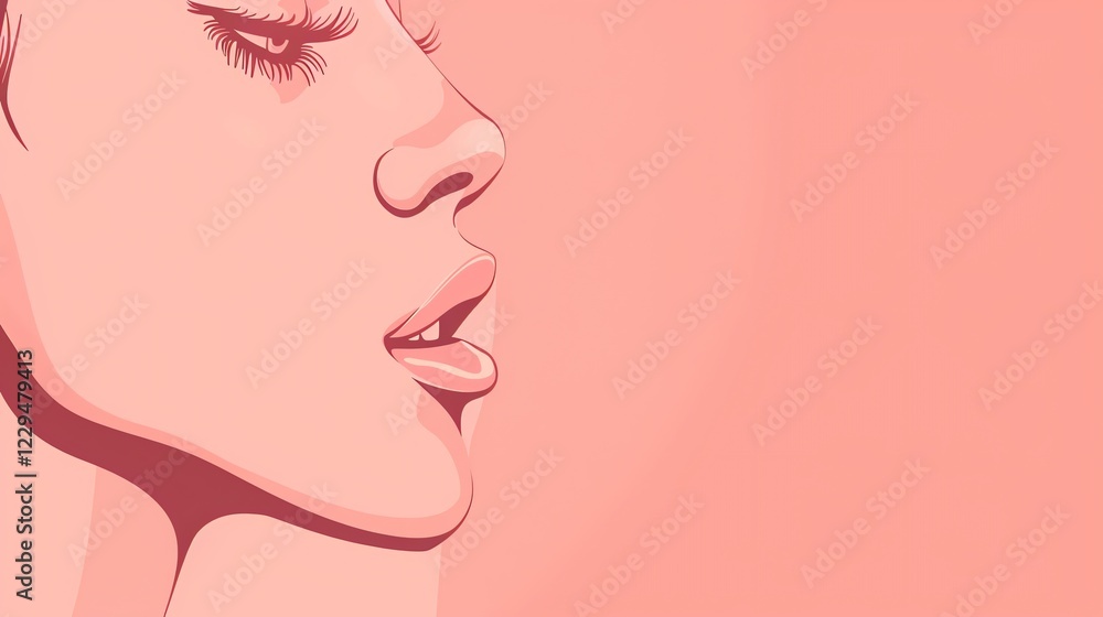 A woman's face in profile, drawn in a simple style. A woman's face in profile, drawn in a simple style.