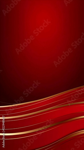 Abstract Red Background with Elegant Gold Lines Creates a Luxurious and Stylish Design
