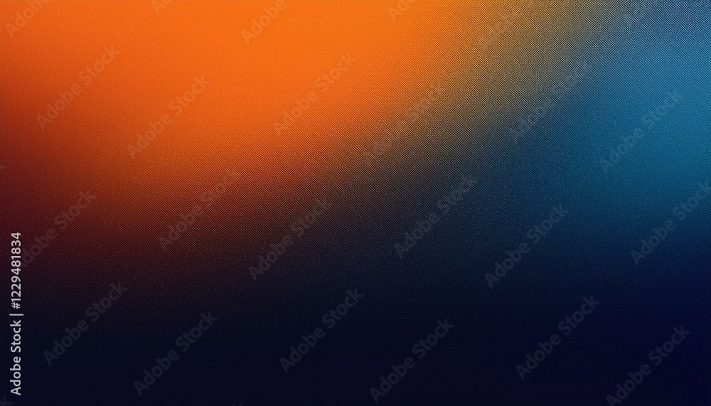 Obraz premium Orange blue black , grainy noise grungy spray texture color gradient rough abstract retro vibe background. Generated image