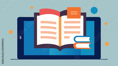 User Education An open book or a set of articles on a tablet screen symbolizing educational resources available within the app for beginner investors.