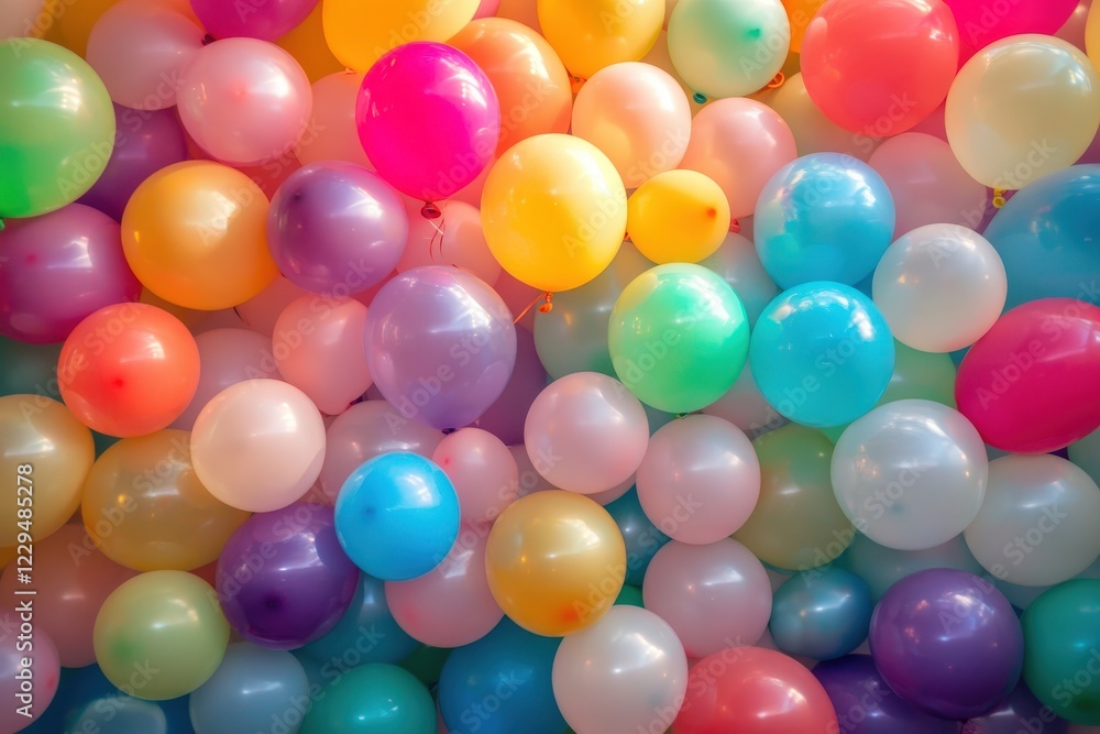 A vibrant collection of colorful balloons is floating high in the air A vibrant collection of colorful balloons is floating high in the air