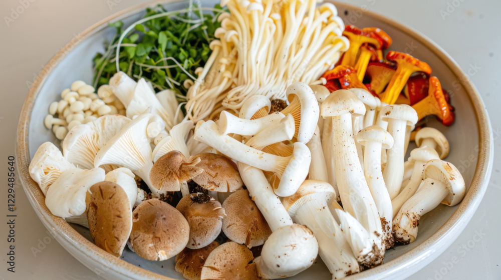 Assorted Fresh Mushrooms in a Bow Assorted Fresh Mushrooms in a Bow