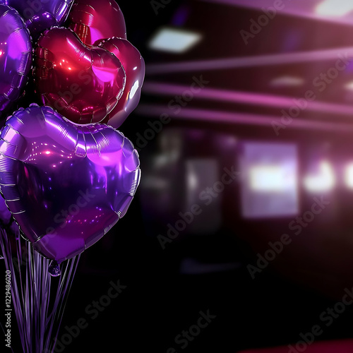 Shiny Purple and Red Heart-...