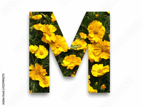Letter M with Yellow Flower...