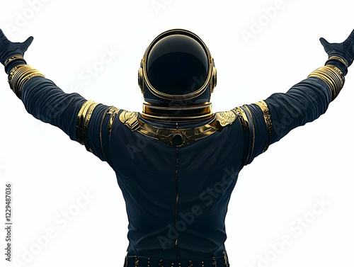 Astronaut in a Gold and Bla...