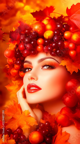 Autumn Beauty: Woman with F...