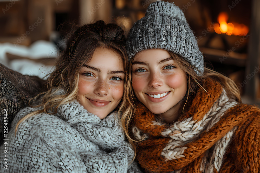 A heartwarming moment between a mother and daughter laughing together in a cozy home setting A heartwarming moment between a mother and daughter laughing together in a cozy home setting