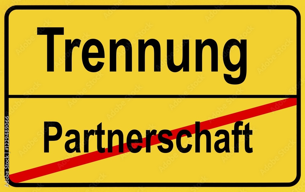 Fototapeta premium Sign city limits, symbolic image for separation and end of a partnership