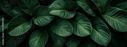Wallpaper Mural Close-Up Photo of Lush Exotic Sap Leaves with Vibrant Colors and Textures Lit by Soft Sunlight Against a Dark Green Background, Captured in High-End Botanical Photography Style. Generative AI Torontodigital.ca
