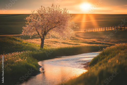Blooming Tree Stands by a S...