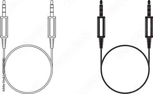 Phone connector or audio cable icon set