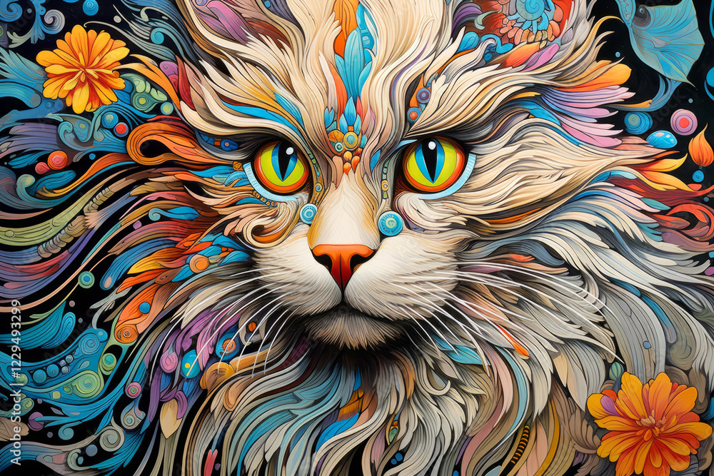 Fototapeta Cat Colorful Animal Enchanting Abstract Painting