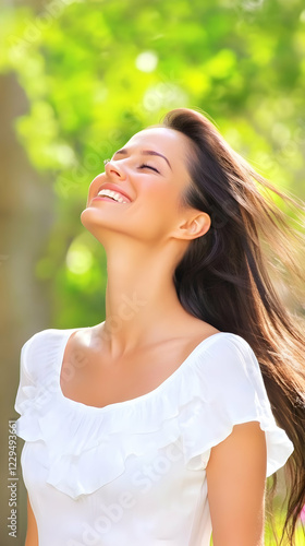 Beautiful Woman Smiles Joyf...