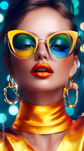 Stylish Woman Wears Colorfu...