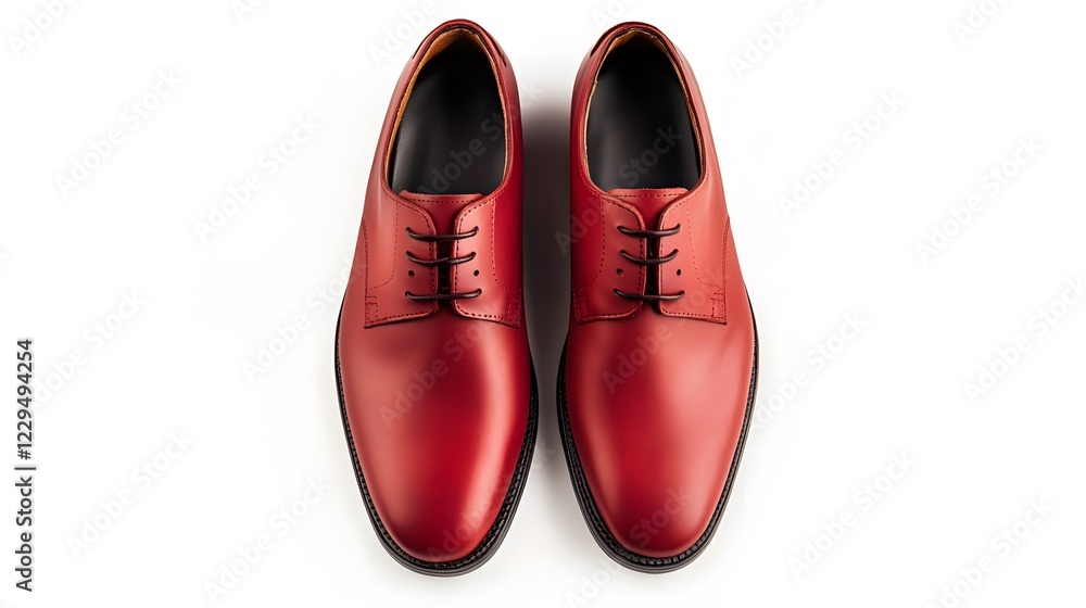 Pair of elegant red leather oxfords, classic style. Pair of elegant red leather oxfords, classic style.
