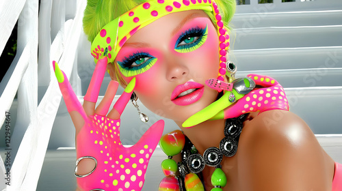 Fashion Model Poses with Bo...
