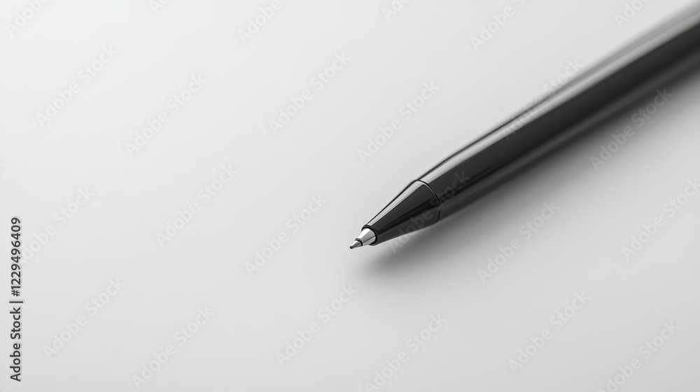 Elegant Black Pen on White Surface - Perfect for Professional and Office Use Elegant Black Pen on White Surface - Perfect for Professional and Office Use