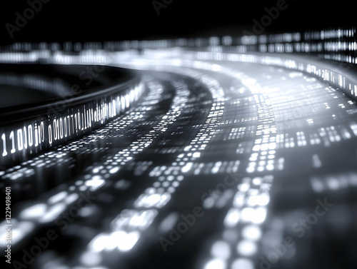 Binary Code Stream Flows on...