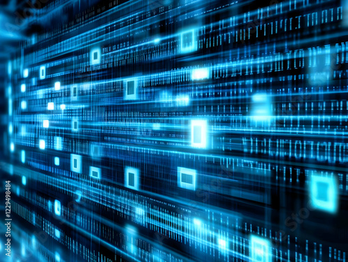 Abstract Blue Data Stream F...