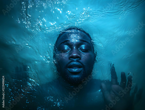 Man Submerged in Water with...