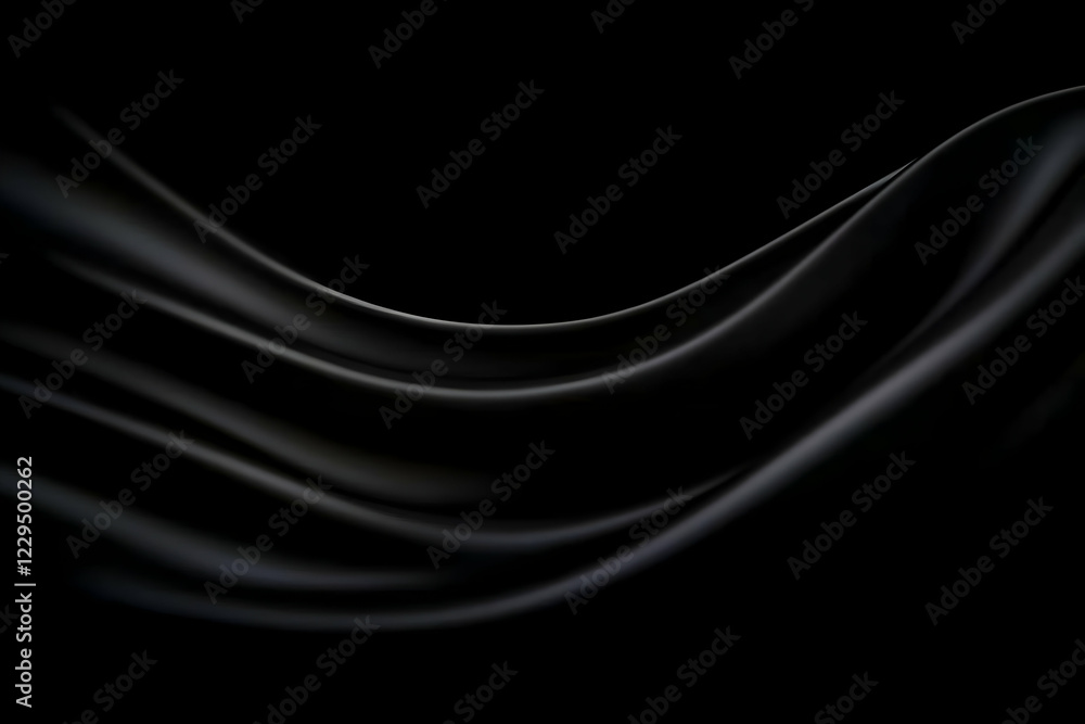 Obraz premium Smooth Black Satin Fabric Flows Elegantly in the Dark, Creating a Luxurious Abstract Background
