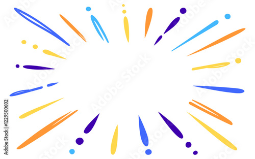 Celebration confetti background vector isolated on white, fireworks, colorful simple modern style paint brush strokes, congratulations confetti explosion, banner for Christmas, New year, Birthday