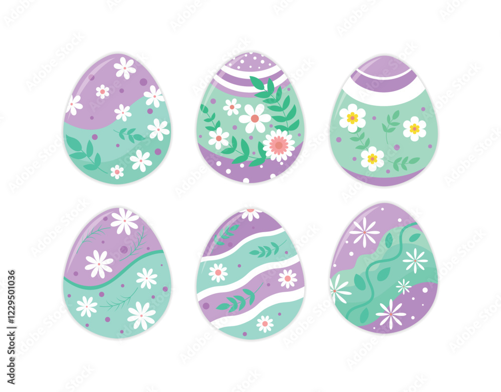 Set of Decorative Easter Eggs with Floral Patterns Set of Decorative Easter Eggs with Floral Patterns
