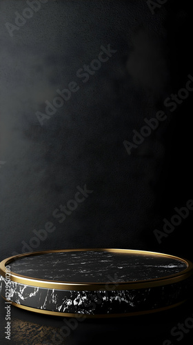 3D Rendered Black Marble Po...