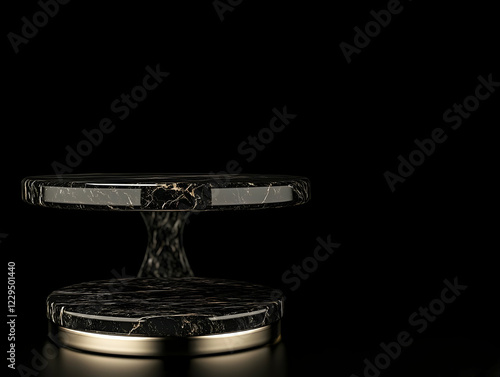 3D Render of Black Marble a...