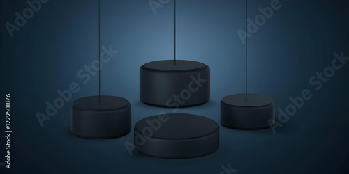 Four Black Cylindrical Plat...