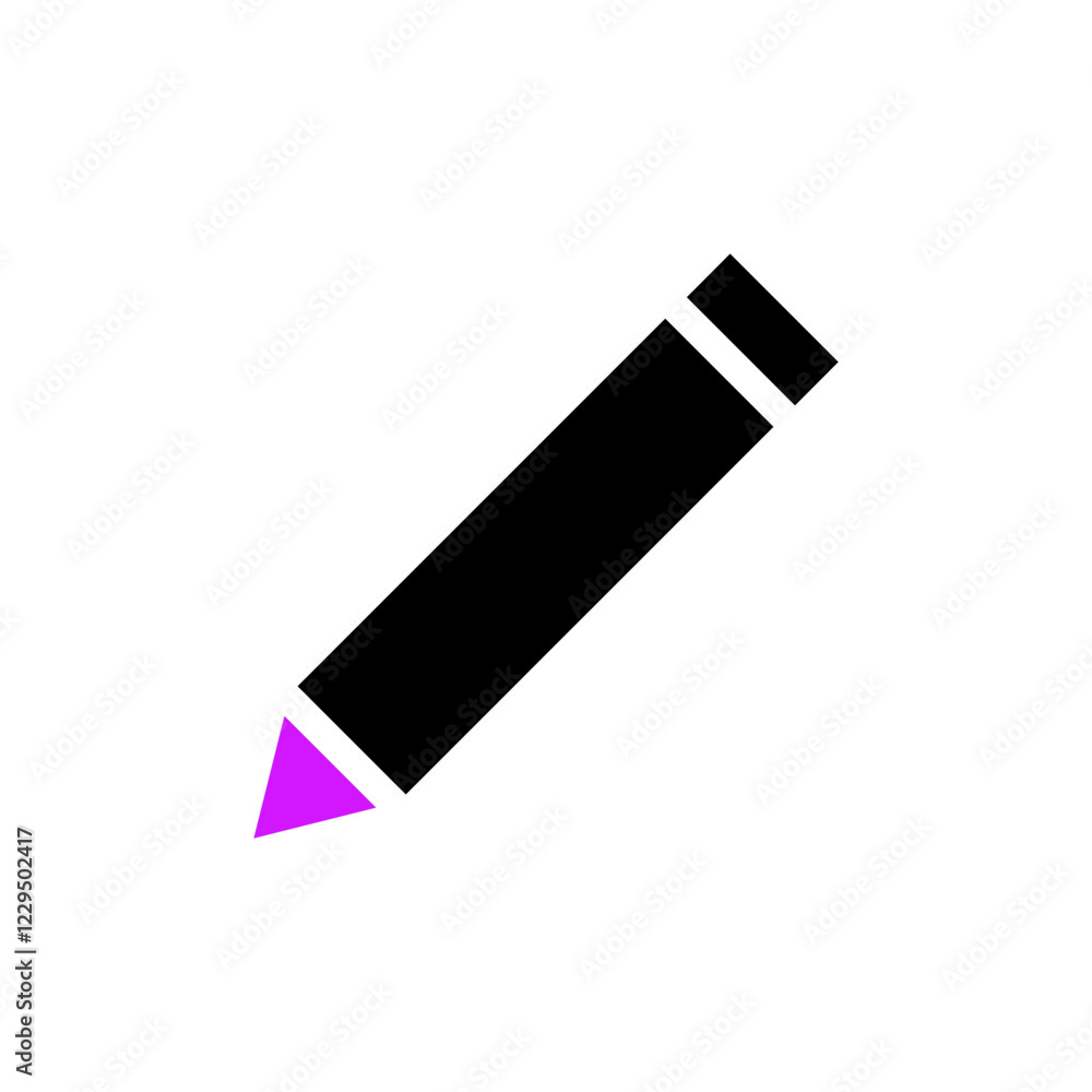 Black Drawing Pencil with Pink Tip Icon Graphic Black Drawing Pencil with Pink Tip Icon Graphic