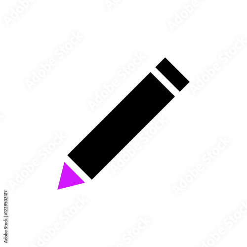 Black Drawing Pencil with Pink Tip Icon Graphic