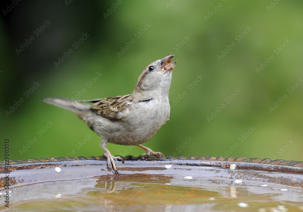 House Sparrow (Passer domesticus) drinking House Sparrow (Passer domesticus) drinking