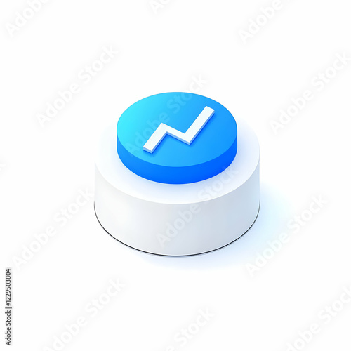3D Blue Icon Sits on a Whit...