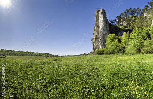 Burgstein Massif at Dollnstein in the Altmuehltal Valley Nature Park, Bavaria, Germany, Europe photo