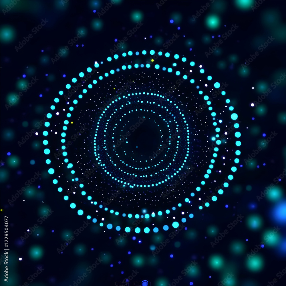 Abstract Background Forms a Circular Tunnel with Glowing Dots and Bokeh Effect Dynamically. Abstract Background Forms a Circular Tunnel with Glowing Dots and Bokeh Effect Dynamically.
