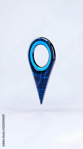3D Map Pointer Icon with Bl...