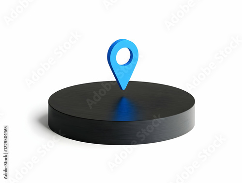 3D Location Pin Sits Atop a...
