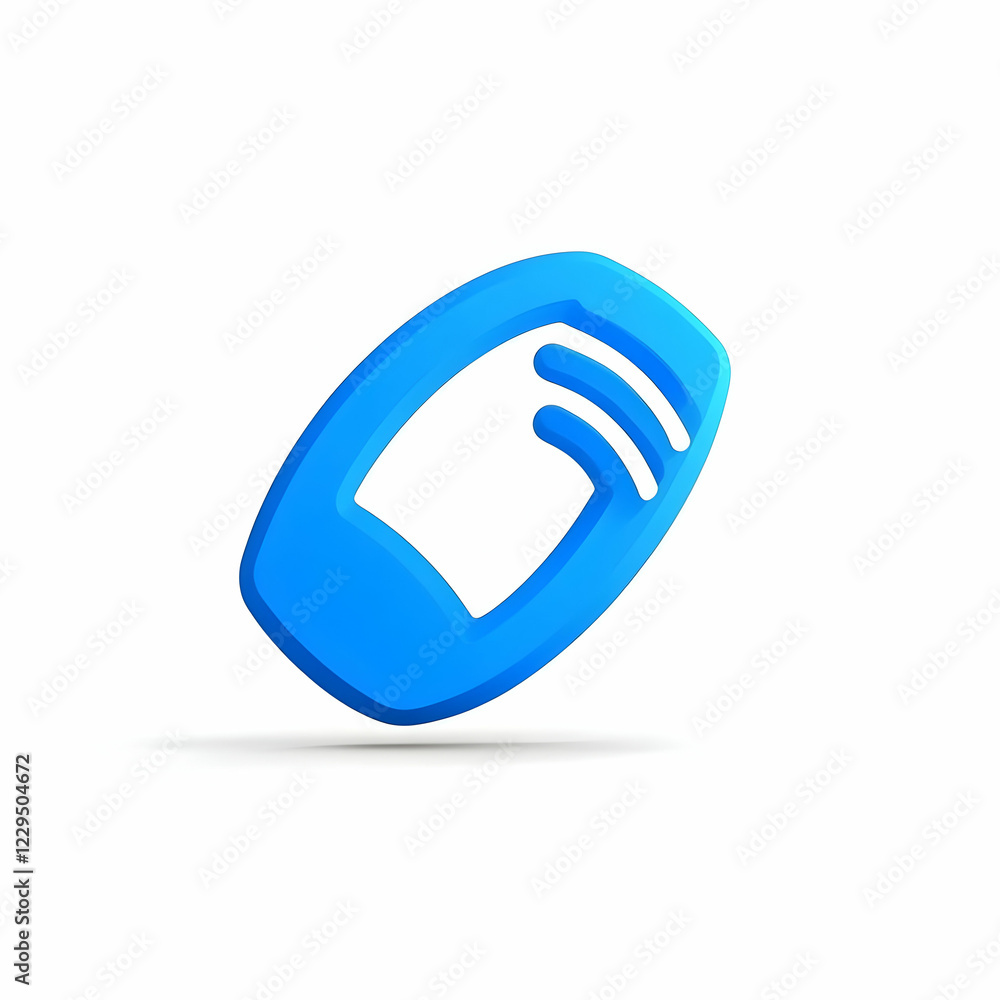 3D Blue Rounded Rectangle Icon with White Stripes Represents Wireless Signal Strength Indicator 3D Blue Rounded Rectangle Icon with White Stripes Represents Wireless Signal Strength Indicator