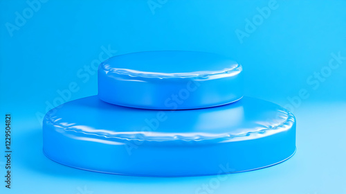 Two Glossy Blue Cylinder Po...