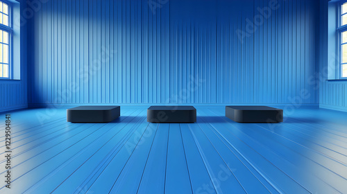 3D Render of Blue Room with...