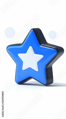 3D Blue Star Icon with Whit...