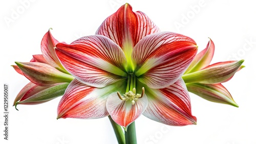 Surreal Amaryllis Hippeastrum, Star Lily, Isolated White Background, AI Photo photo