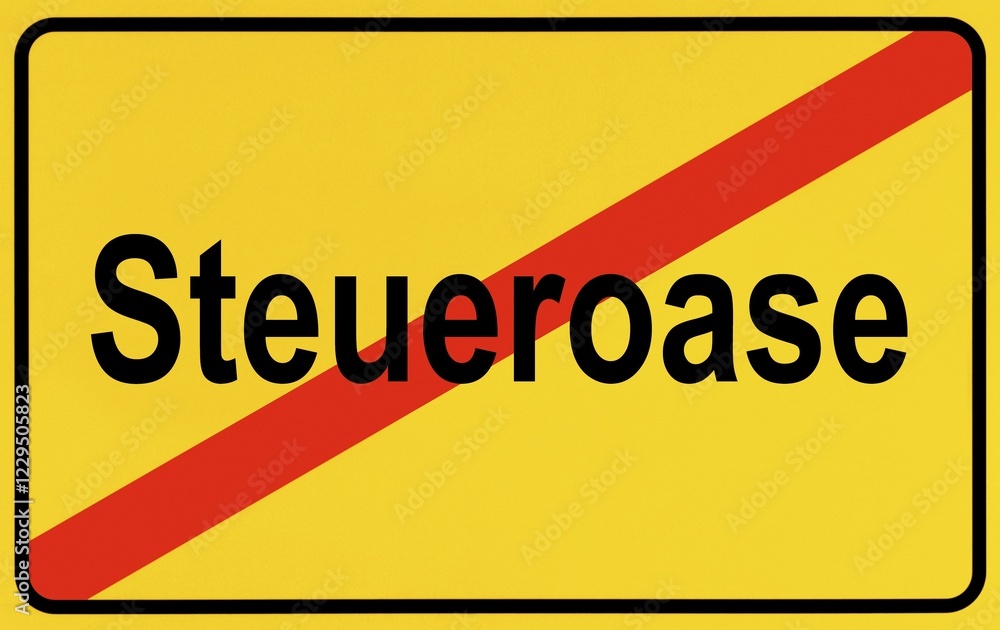 Obraz premium End of town sign, symbolic image for the end of tax havens, Steueroase