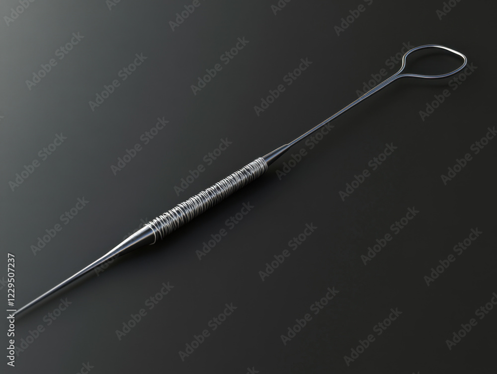 Clean metal loop on dark surface background. Clean metal loop on dark surface background.