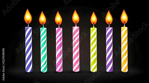 Seven Colorful Striped Cand...