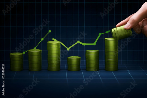 Hand Adds Coins to a Growin...